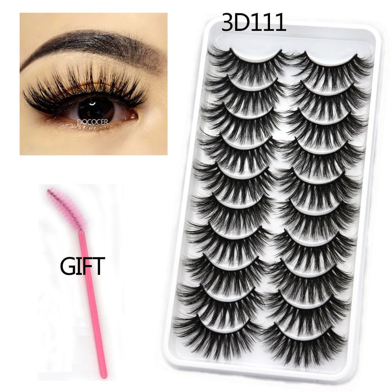 10/20Pairs Mink Eyelashes Makeup 3D Faux Mink Lashes Natural False Eyelashes Long Eyelashes Extension Dramatic Fake Eyelash